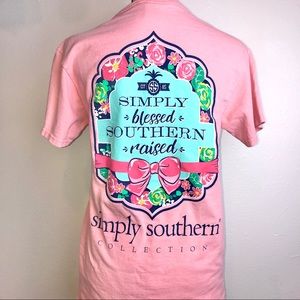 Simply Southern Women’s Southern Country Girl Pink Floral T-Shirt Size Small